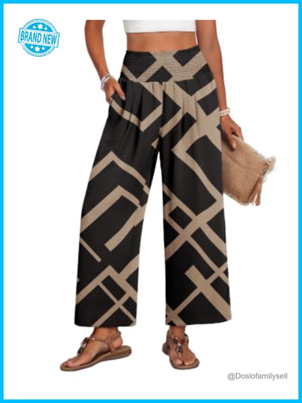 Wide Leg Palazzo Pants for Women Pleated High Waisted Trousers with Pockets